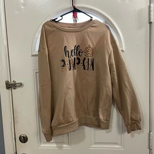 SHEIN Tan 'Hello Pumpkin' Sweatshirt